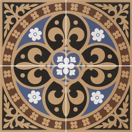 Olde English Fluer de Lys 4 Tile Set Blue/Red