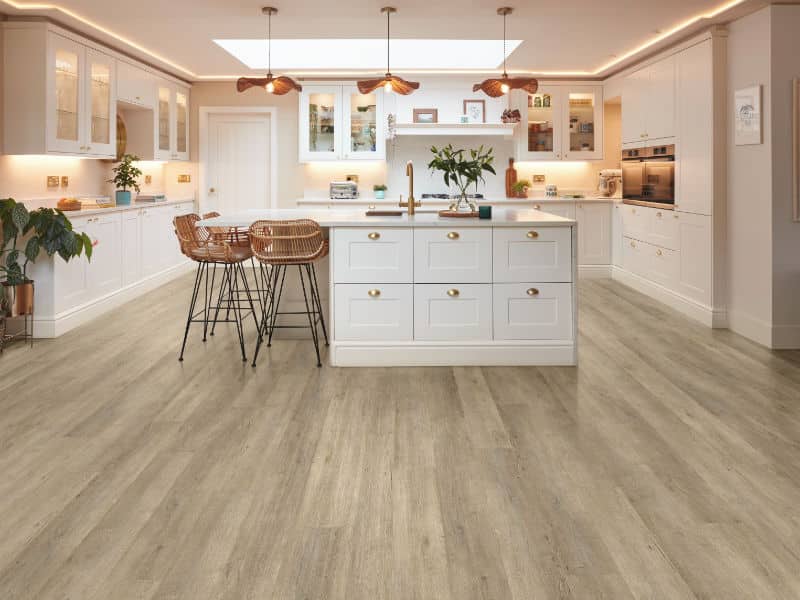 Rigid vinyl floor planks by Karndean in a room setting
