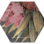 Flower effect hexagon tiles for walls and floors