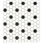 hexagon mosaic black and white for walls and floors on mesh sheet