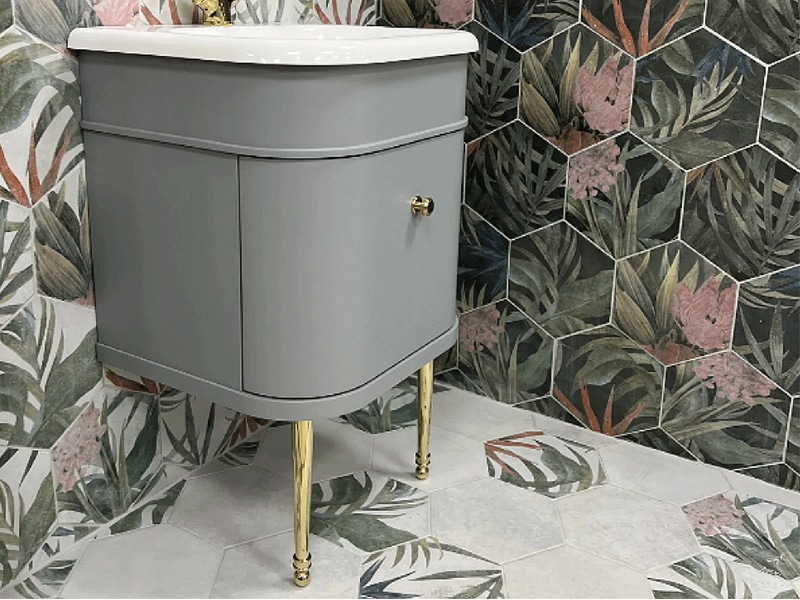 Hexagon flower pattern wall and floor tiles