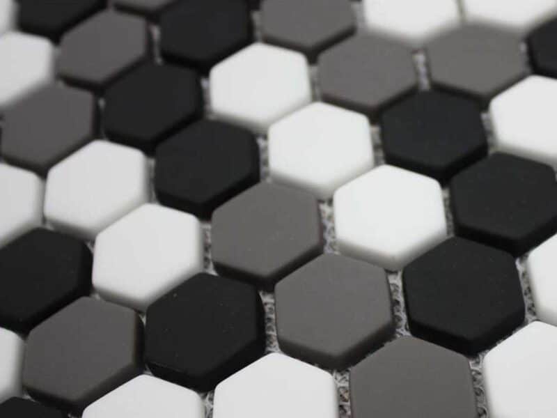marble effect hexagon mosaic tiles mesh sheet