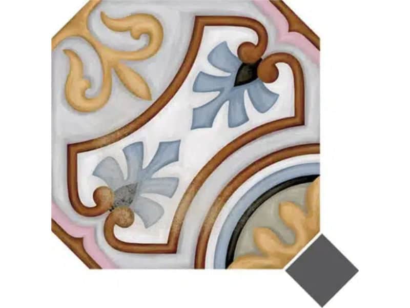 Octagon floor tiles 200x200mm with colour inserts