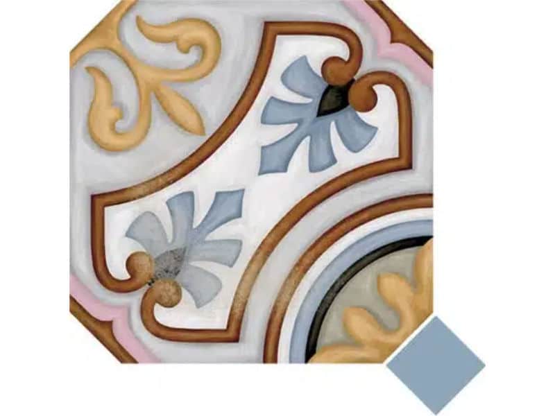 Octagon floor tiles 200x200mm with colour inserts
