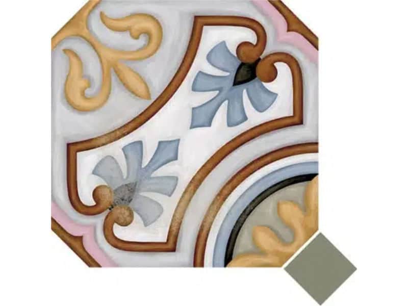 Octagon floor tiles 200x200mm with colour inserts
