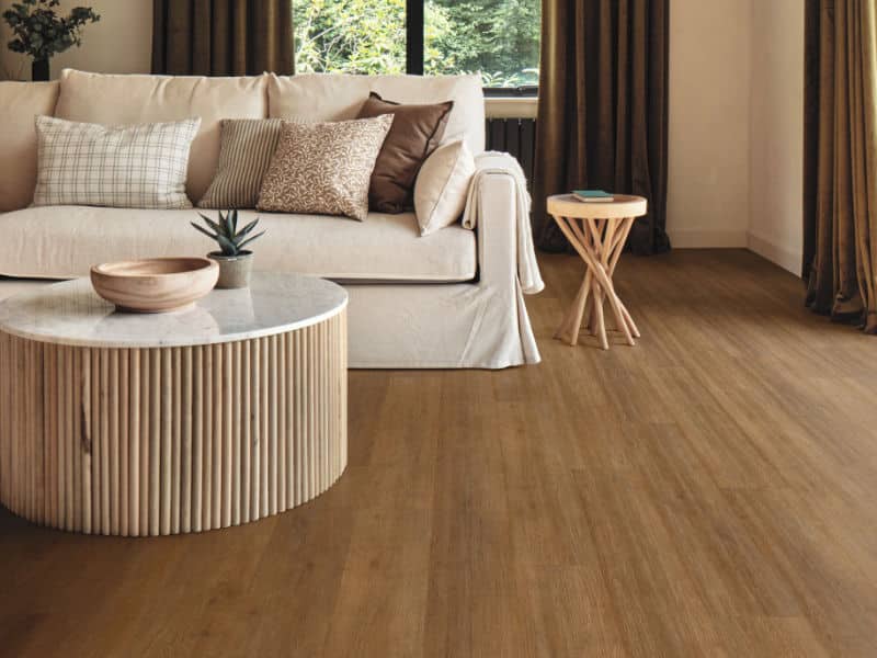 Rigid vinyl floor planks by Karndean in a room setting