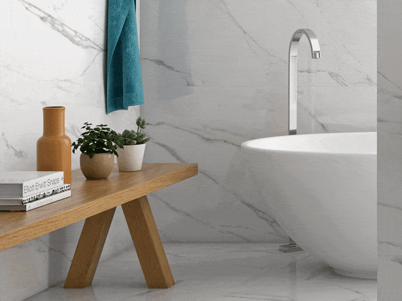 marble effect porcelain wall and floor tiles in large format sizes