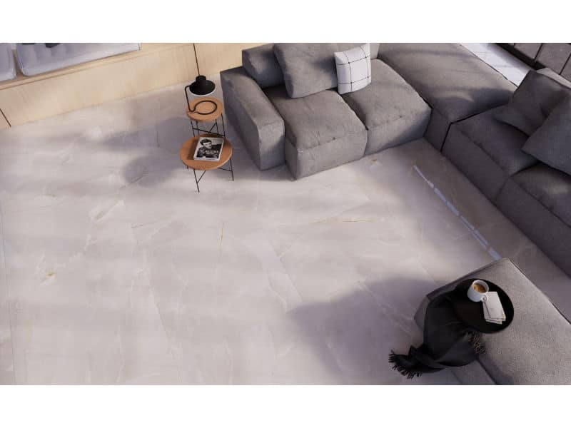 Polished natural stone effect porcelain wall and floor tile