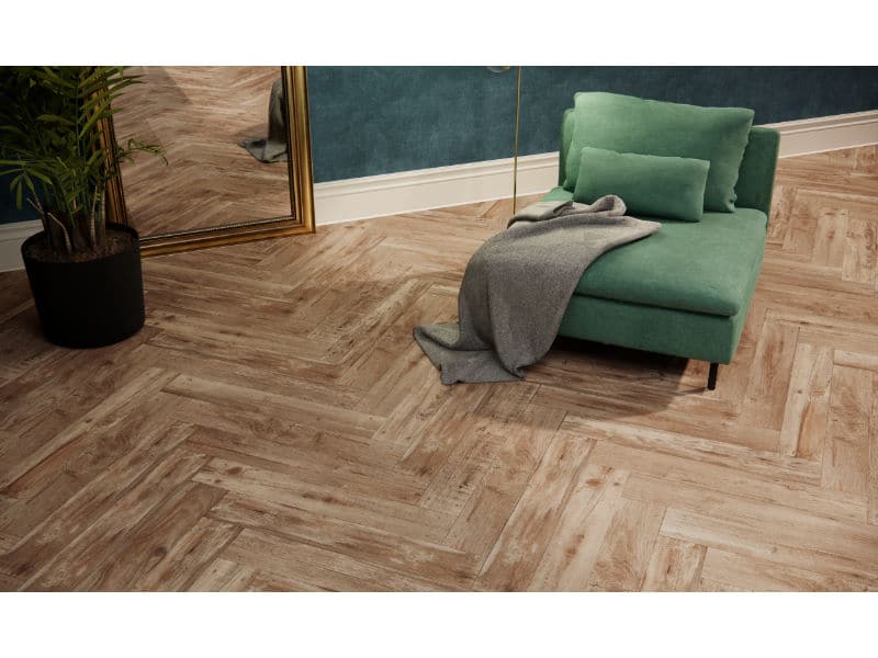 Wood effect porcelain wall and floor tile, printed plank on the tile
