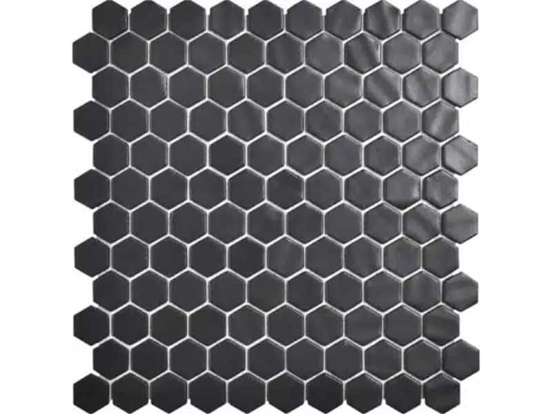 hexagon mosaic black for walls and floors on mesh sheet