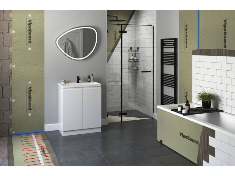 tile backerboard in various thickness to install tiles with a thermal insulation