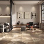 Marble effect floor tiles