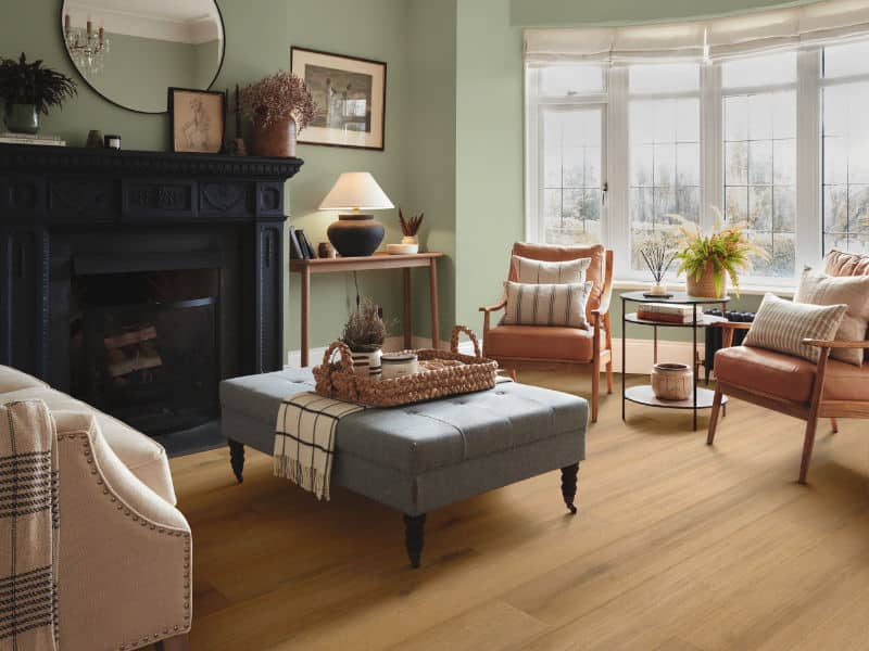 Rigid vinyl floor planks by Karndean in a room setting