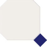 octagon white floor tiles with dark blue inserts