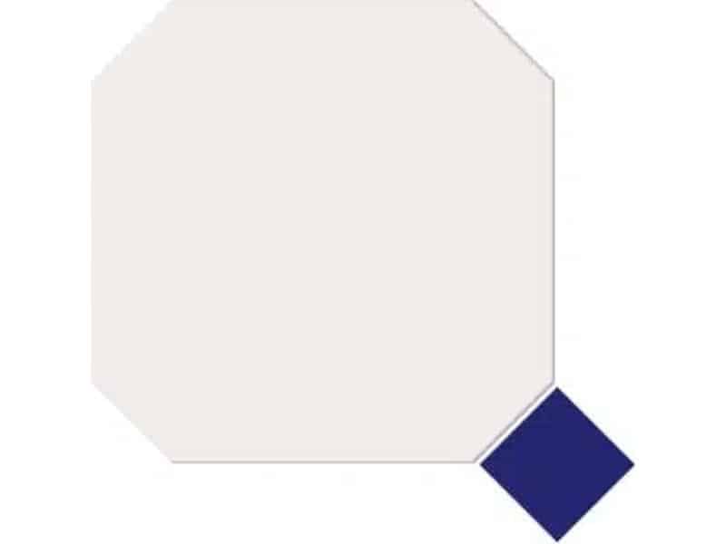 octagon white floor tiles with dark blue inserts