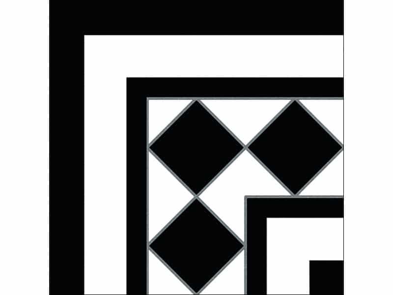 Castle Black & White Corner Floor Tile
